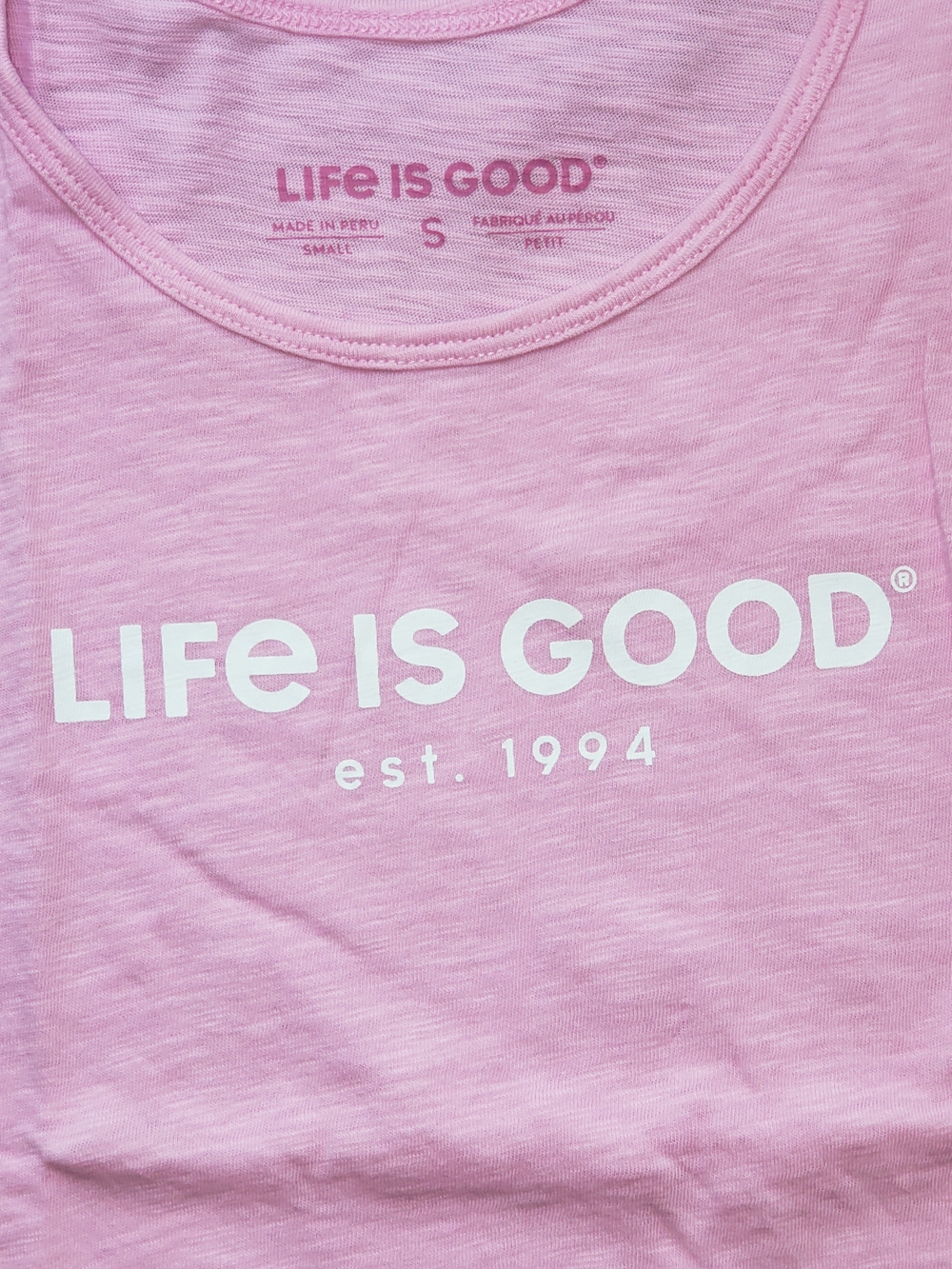 Life Is Good Pink Scoopneck Tank with Magenta Logo